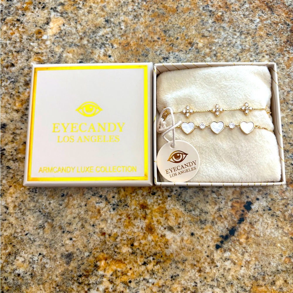 NEW Eye Candy 2 Gold Adjustable Bracelet Set